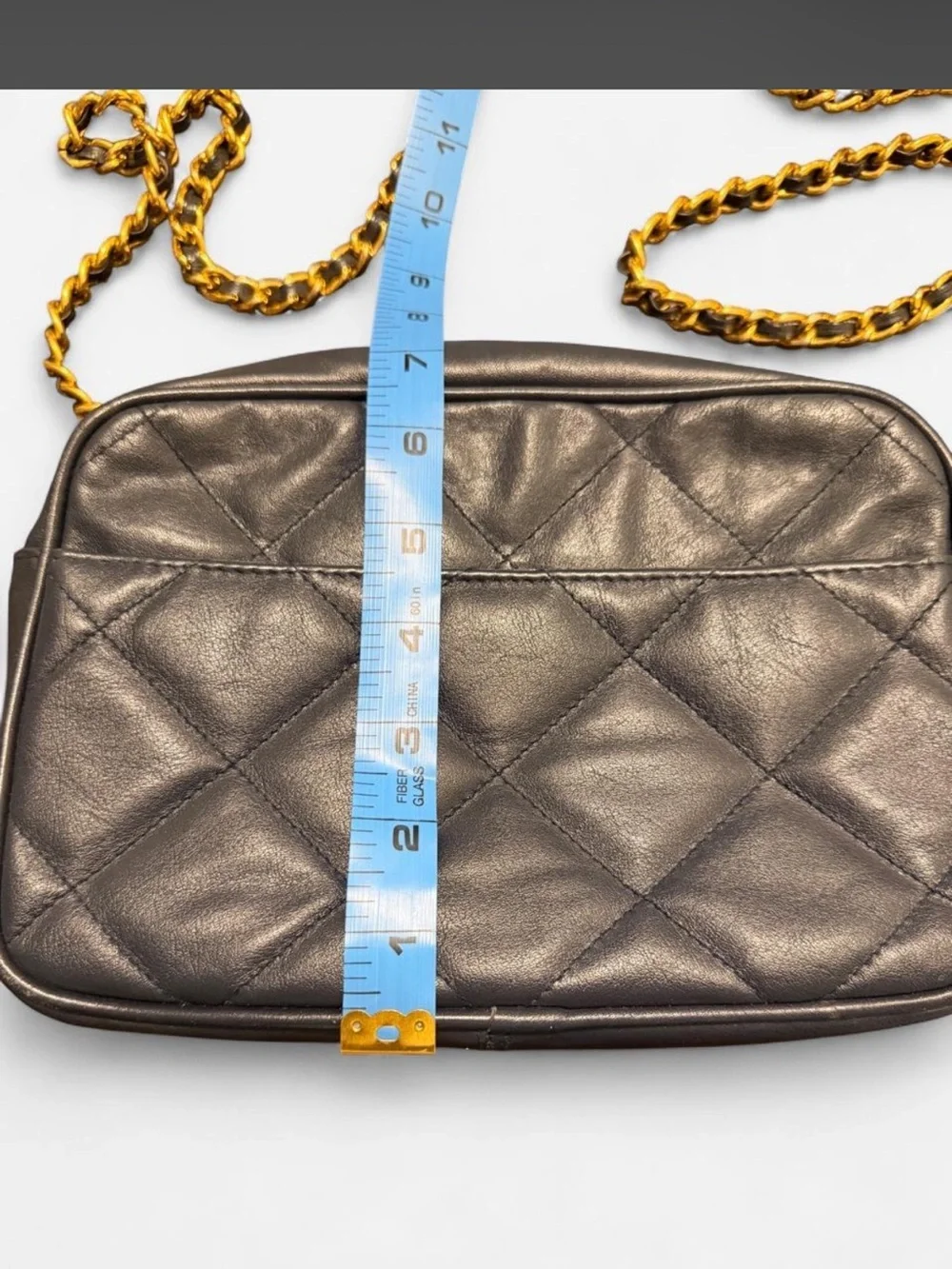 Quilted Leather Crossbody Bag with Gold Chain